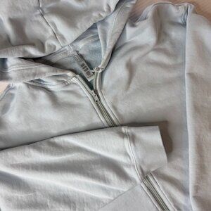 Skims Women’s Boyfriend Fleece Hoodie Steel Blue Full Zip Sweatshirt Size XL